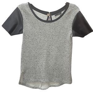 Zara Tops | Zara Boucle | Top Faux Leather Sleeves | Size: S